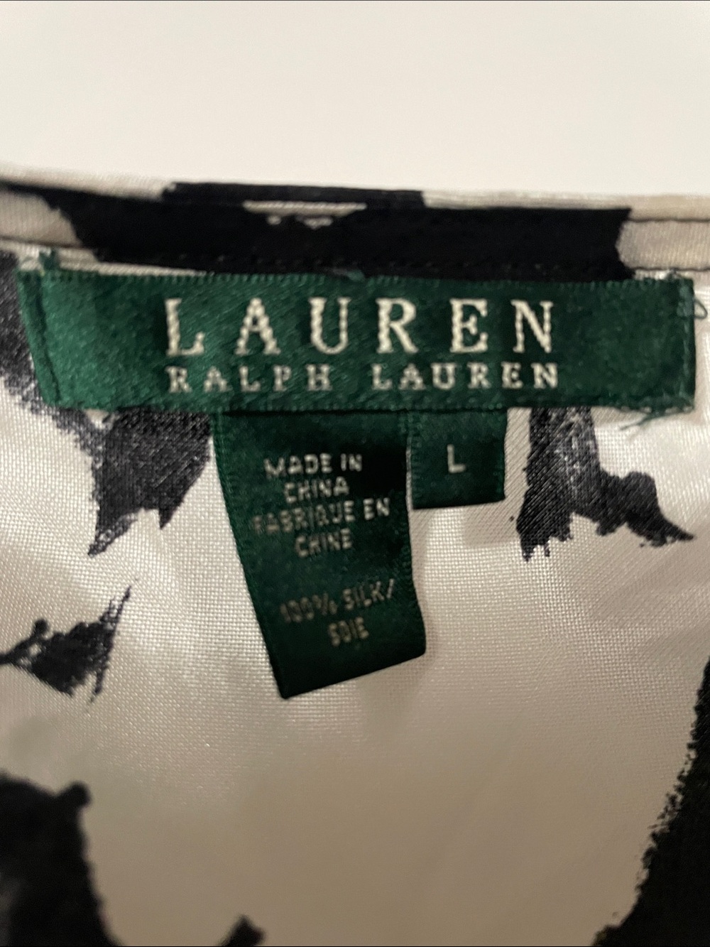 Lauren Ralph Lauren Black Silk Floral Wrap Short Sleeve Blouse Sz Large - Picture 7 of 9